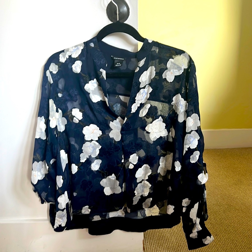 Club Monaco sheer floral blouse